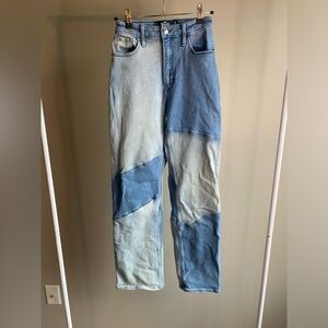 Hollister patch work distressed ultra-high rise dad jean